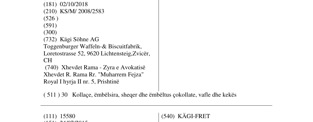 Zëri i markës TOGGENBURGER në buletin