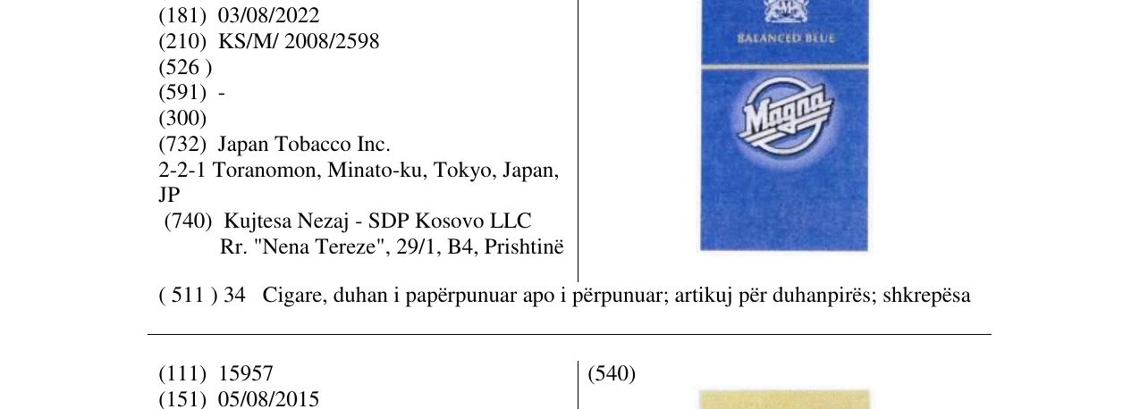 Zëri i markës Magna në buletin