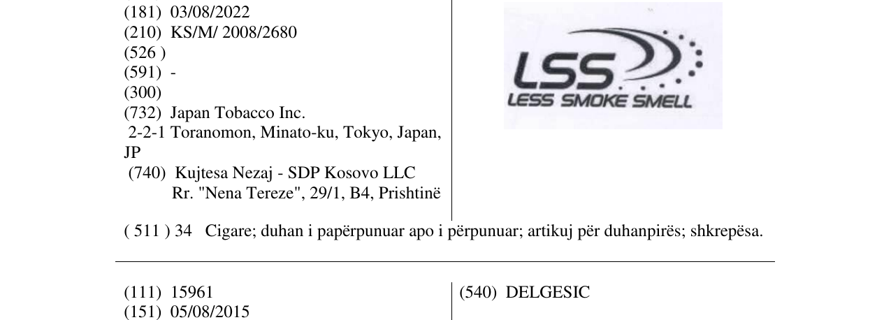 Zëri i markës LSS LESS SMOKE SMELL në buletin