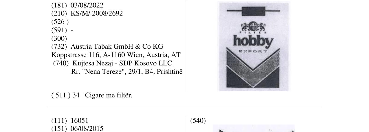 Zëri i markës hobby EXPORT në buletin