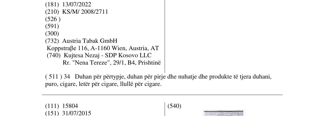 Zëri i markës AUSTRIA-REGIE në buletin