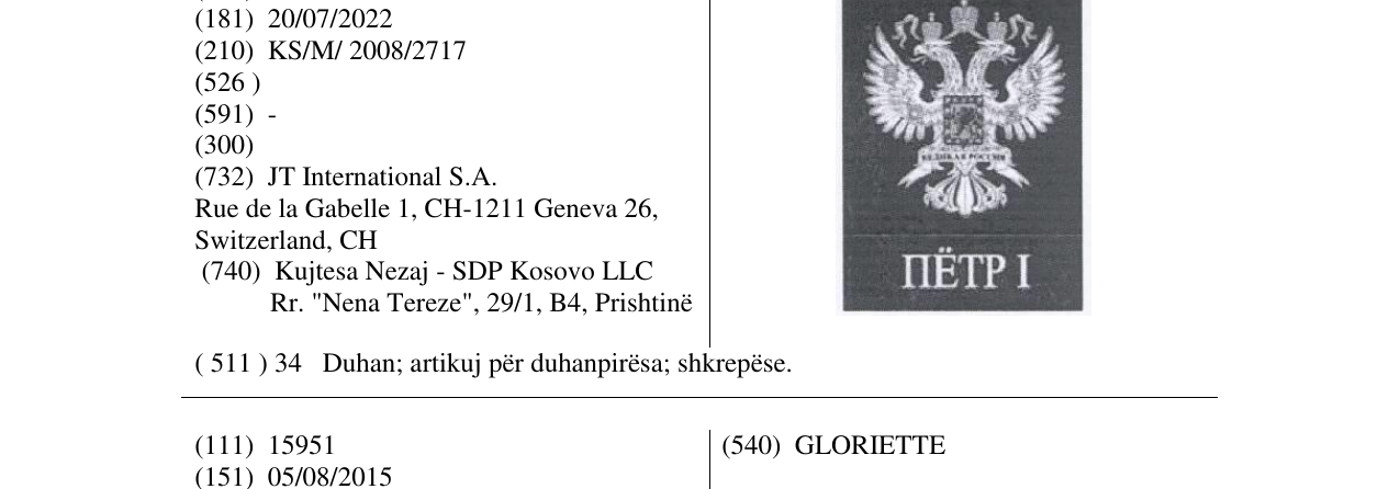 Zëri i markës ΠËΤΡ І në buletin