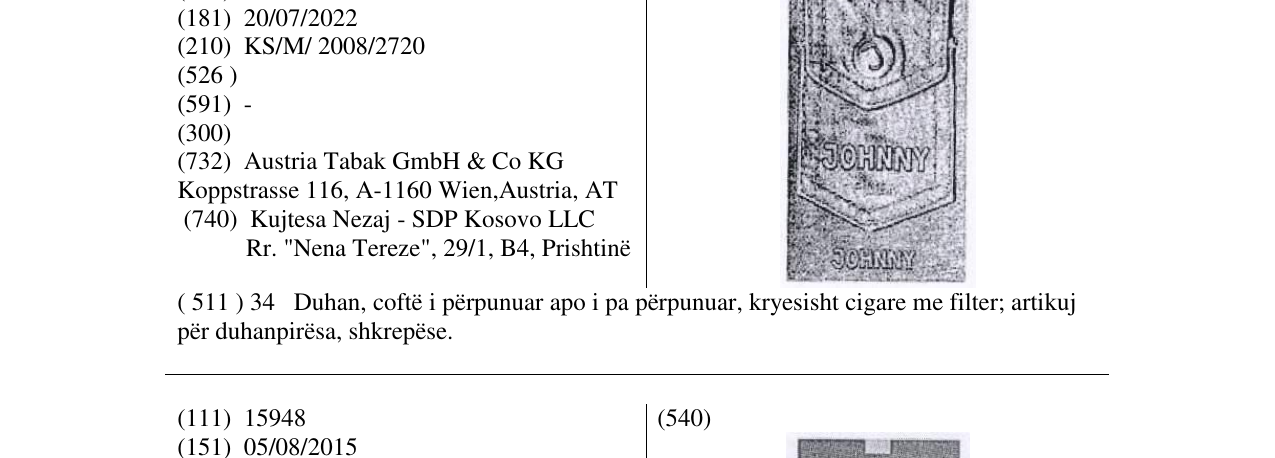 Zëri i markës JOHNNY në buletin