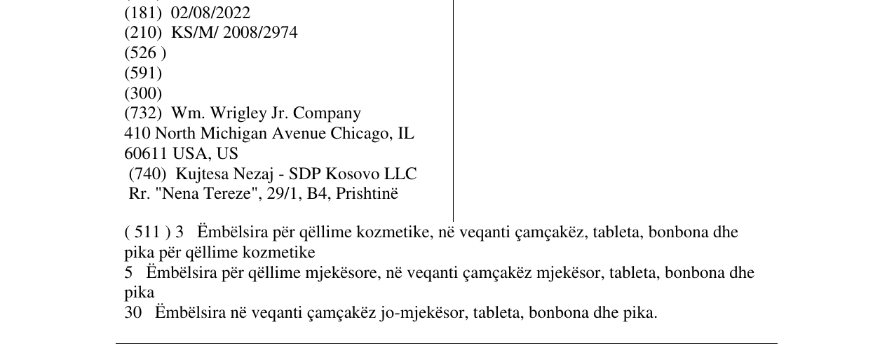 Zëri i markës ORBIT DROPS në buletin