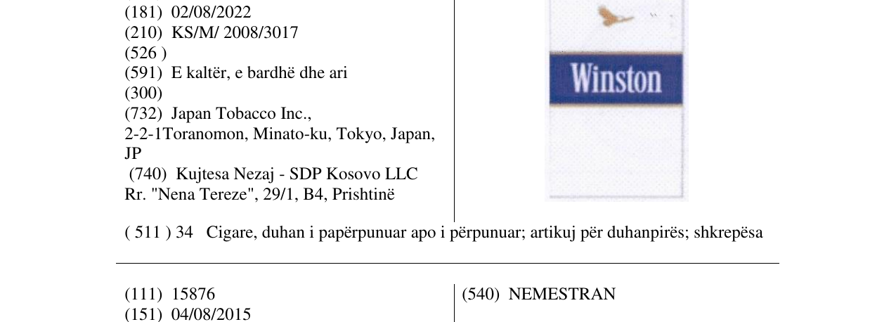 Zëri i markës Winston në buletin