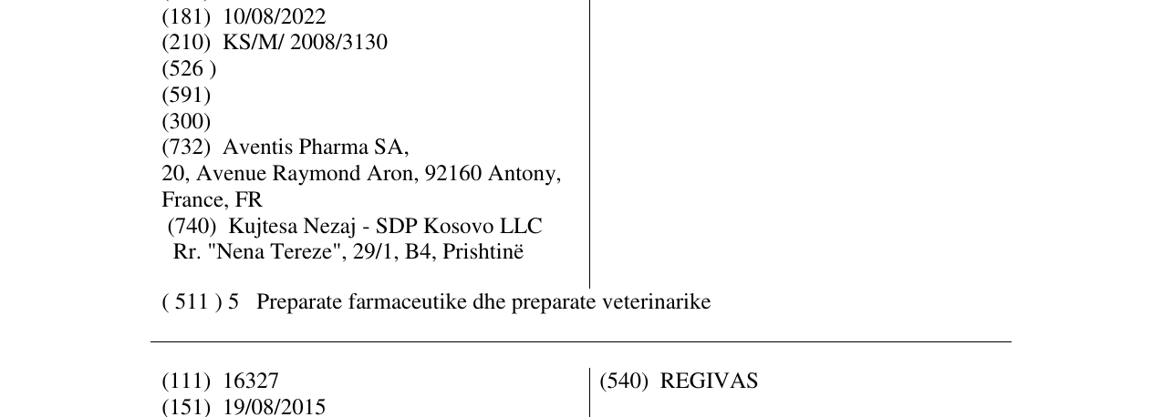 Zëri i markës PROFENID në buletin