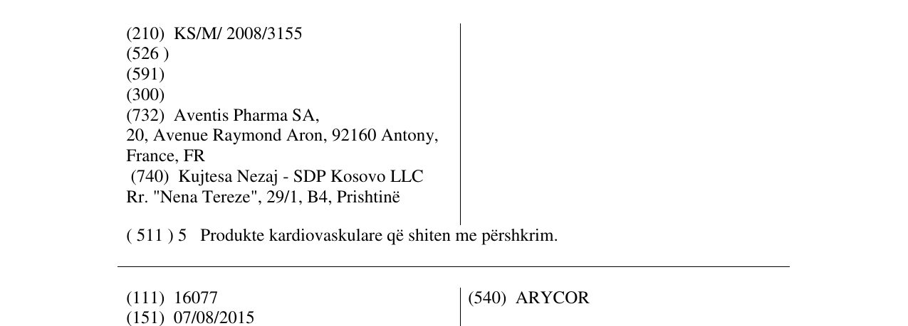 Zëri i markës ISLAVIO në buletin