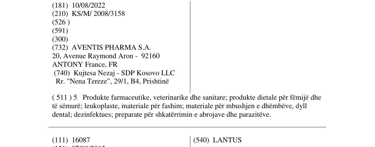 Zëri i markës SURGESTONE në buletin