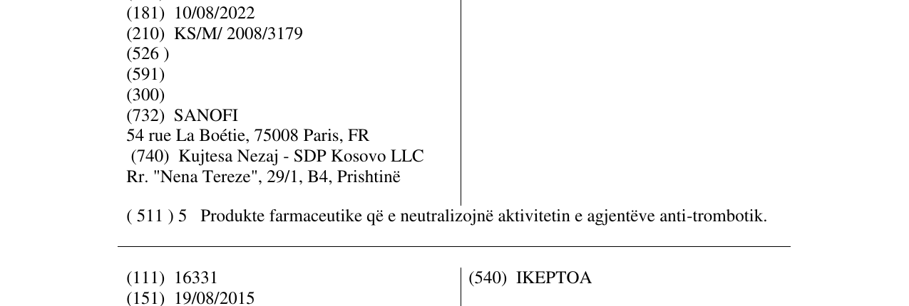 Zëri i markës EUTRALI në buletin
