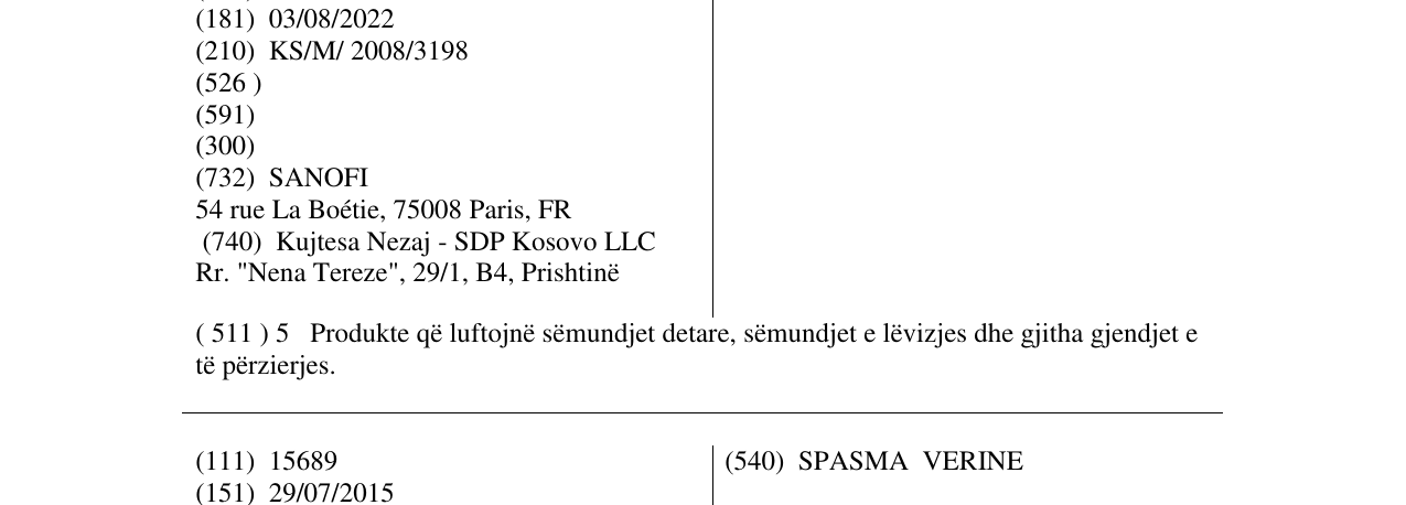 Zëri i markës NAUTAMINE në buletin