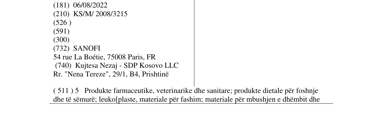 Zëri i markës TICLODONE në buletin