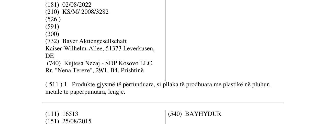 Zëri i markës Bayfol në buletin