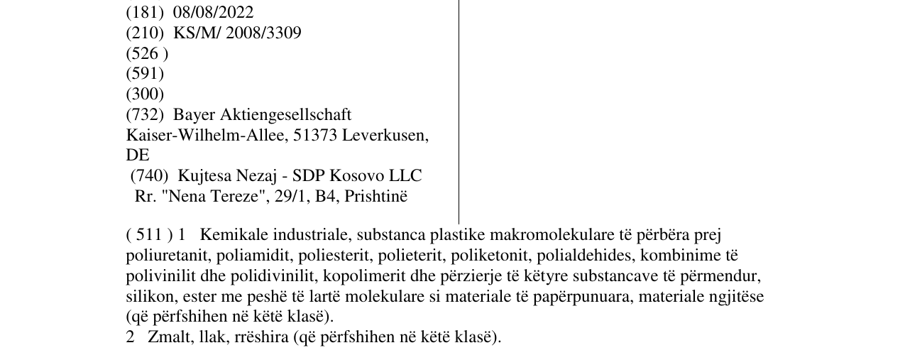 Zëri i markës Desmodur në buletin