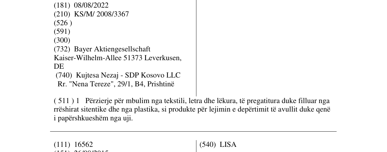 Zëri i markës IMPRAPERM në buletin