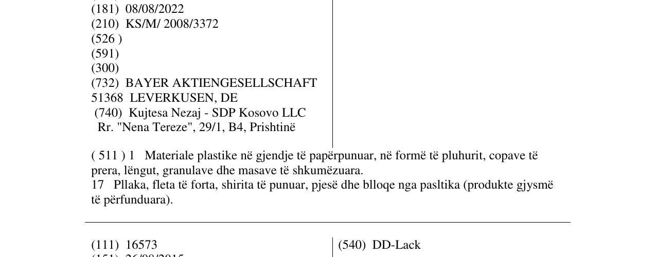 Zëri i markës Baymer në buletin