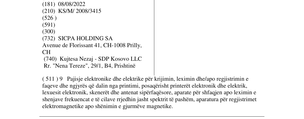 Zëri i markës OVI në buletin