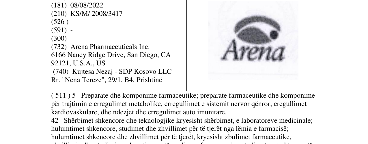 Zëri i markës Arena në buletin