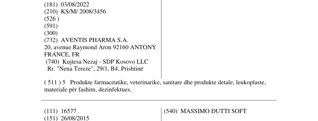 Zëri i markës FLAGYL në buletin