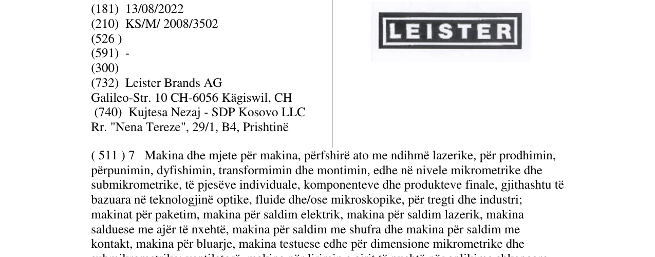 Zëri i markës LEISTER në buletin
