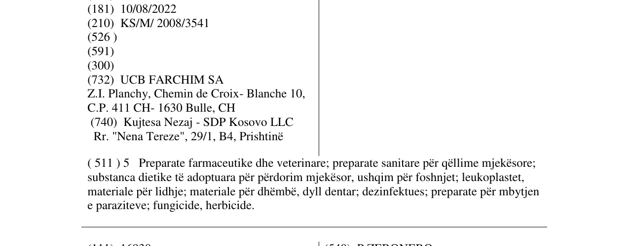 Zëri i markës XYZAL në buletin
