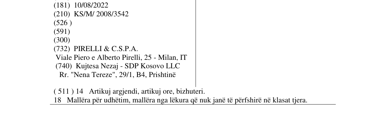 Zëri i markës P ZERONERO në buletin