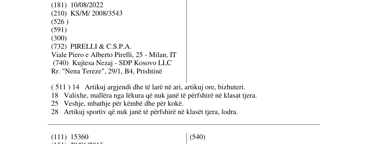 Zëri i markës P ZEROTEMPO në buletin