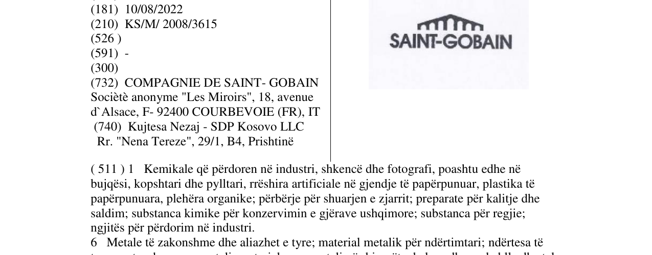 Zëri i markës SAINT-GOBAIN në buletin