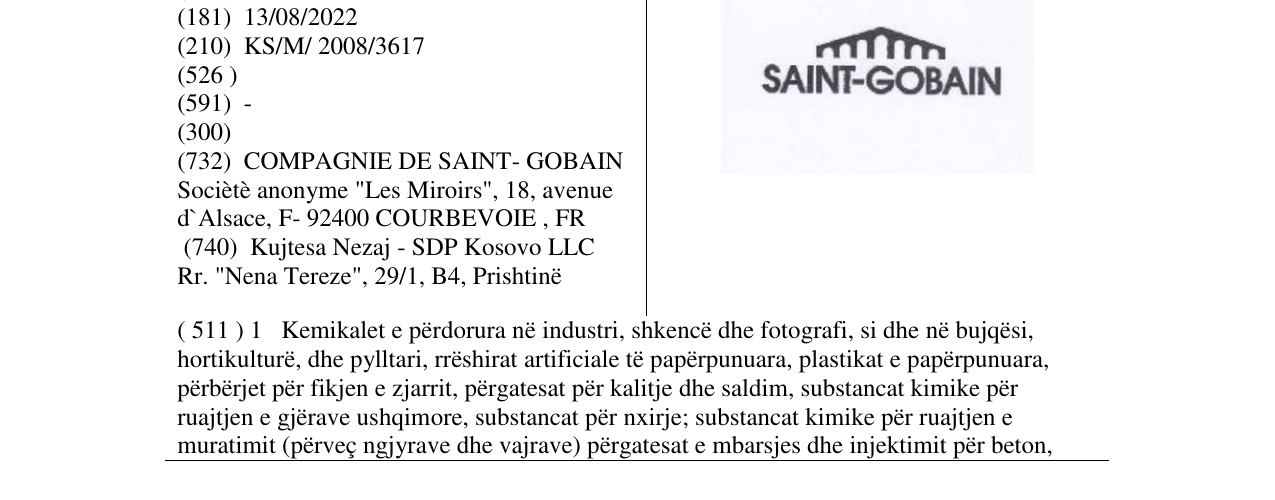 Zëri i markës SAINT-GOBAIN në buletin