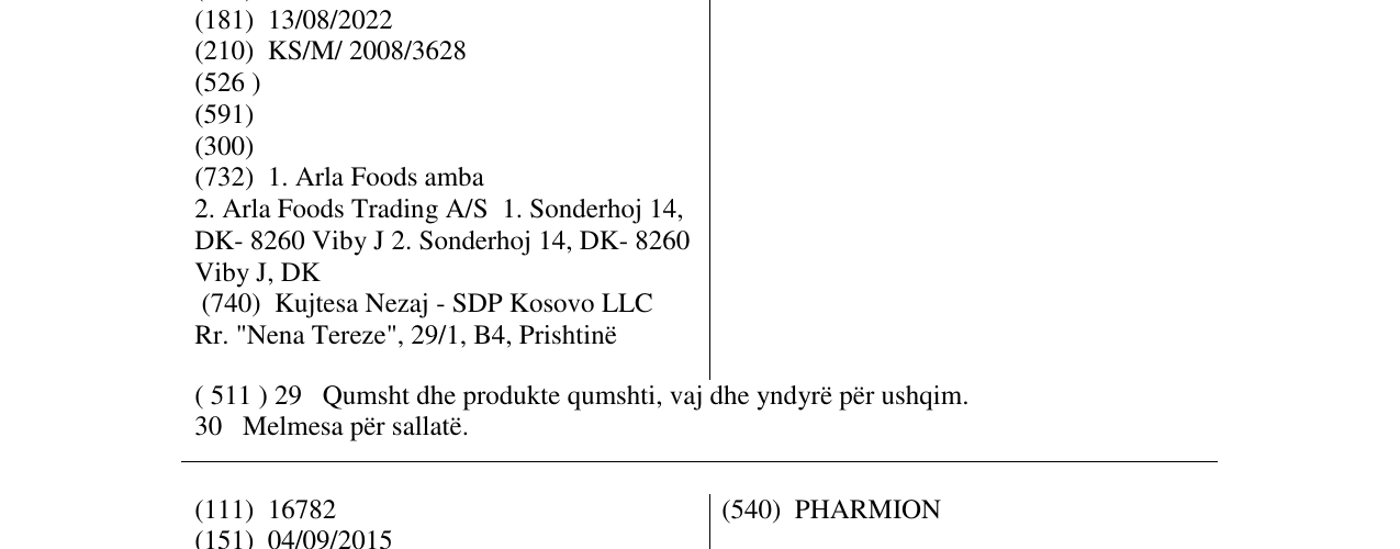 Zëri i markës APETINA në buletin