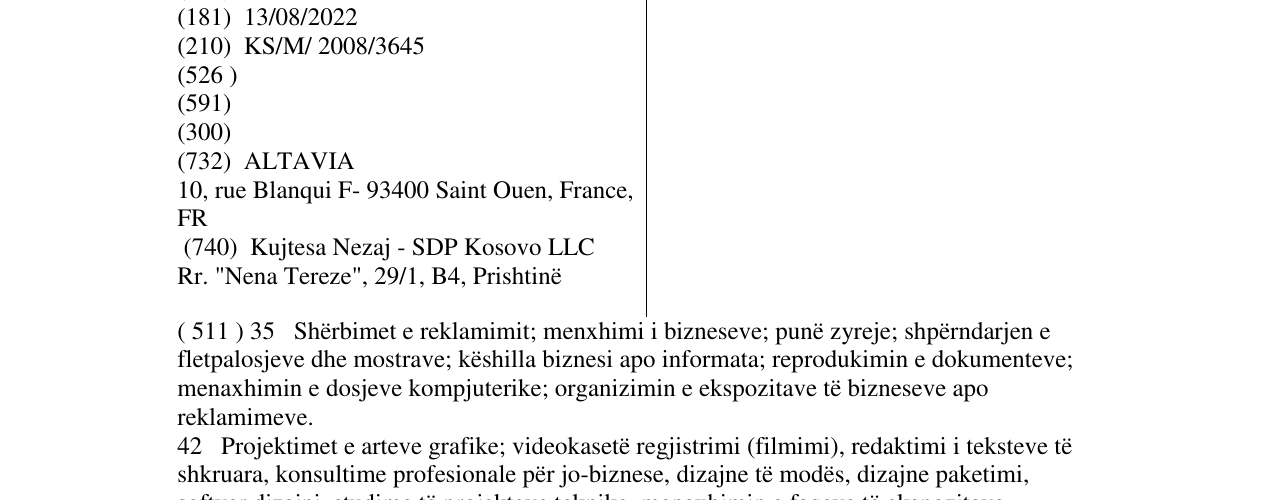 Zëri i markës ALTAVIA në buletin