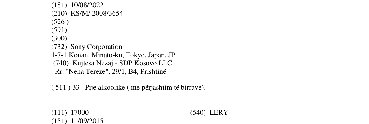 Zëri i markës SONY në buletin