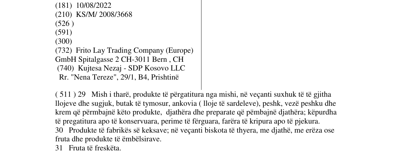Zëri i markës BENENUTS në buletin