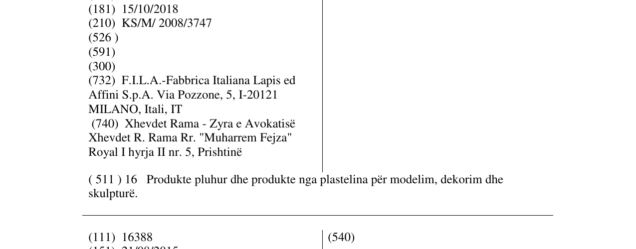 Zëri i markës DAS PRONTO në buletin