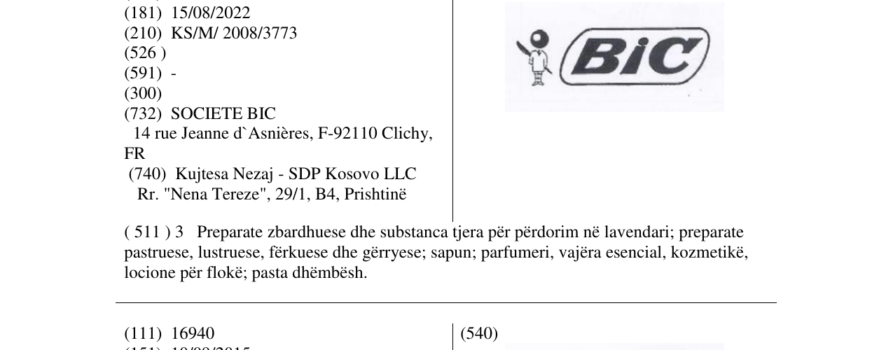 Zëri i markës BiC në buletin