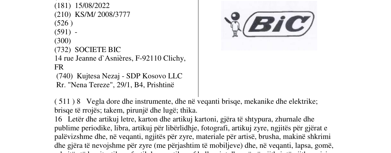 Zëri i markës BiC në buletin