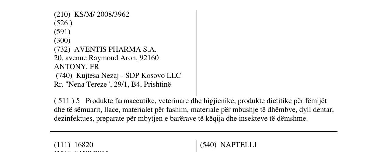 Zëri i markës DI- ANTALVIC në buletin