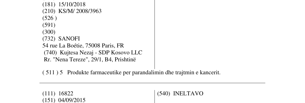 Zëri i markës NAPTELLI në buletin