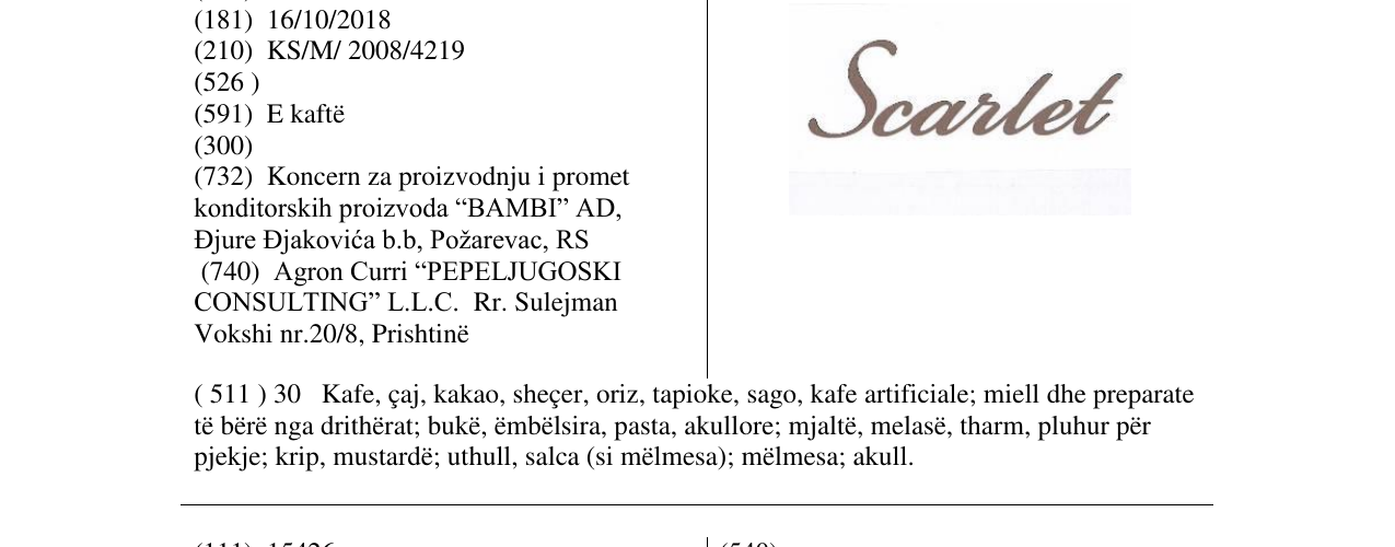 Zëri i markës Scarlet në buletin