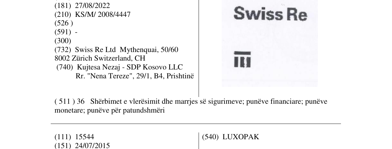Zëri i markës Swiss Re në buletin