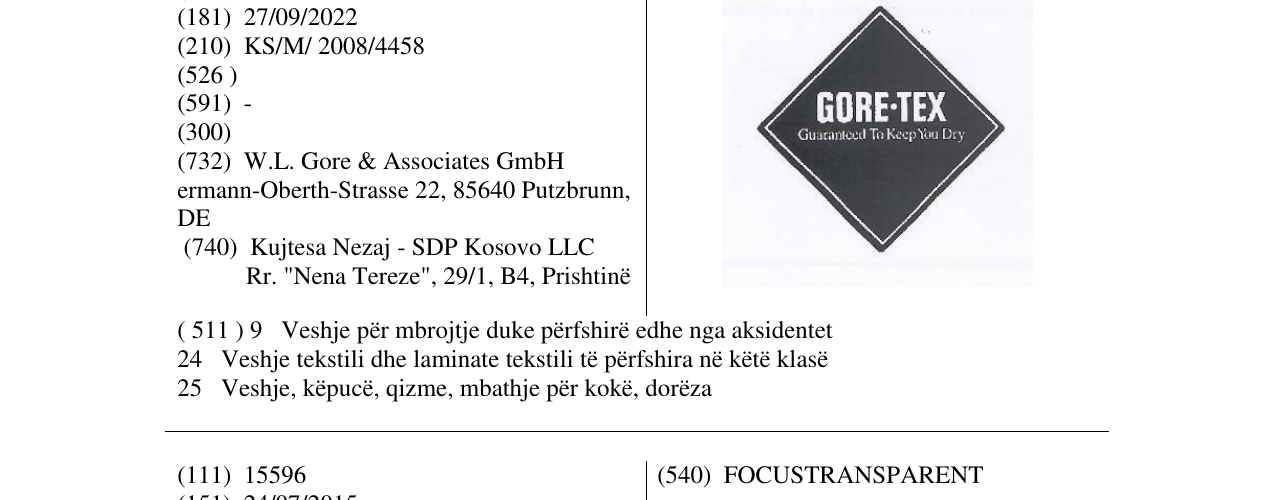 Zëri i markës GORE-TEX në buletin