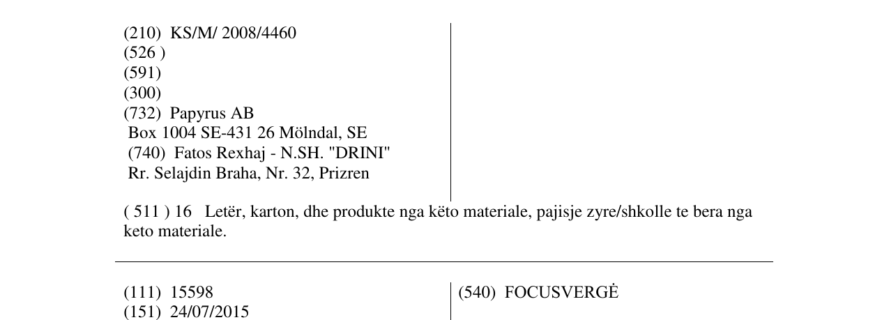 Zëri i markës FOCUSTRANSPARENT në buletin