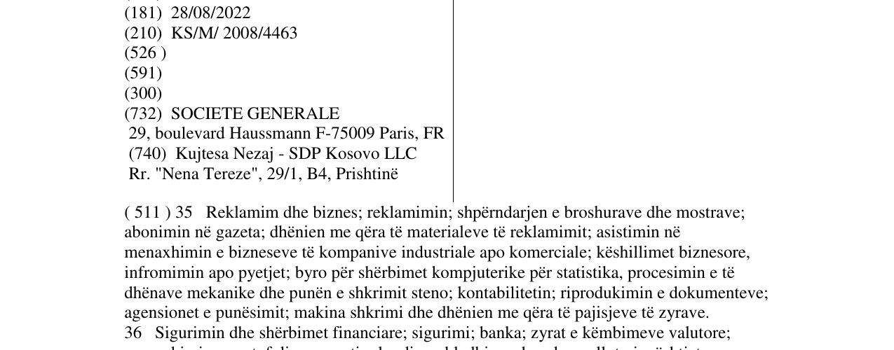 Zëri i markës SOGECASH në buletin