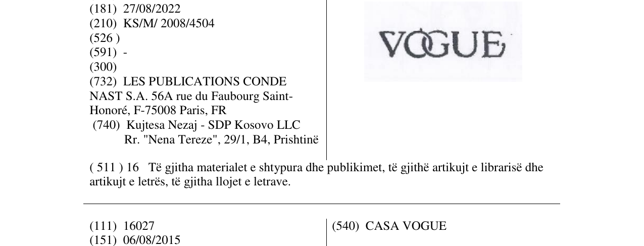 Zëri i markës VOGUE në buletin