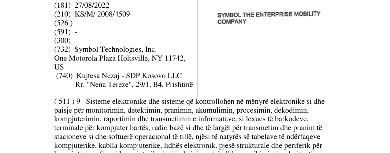 Zëri i markës SYMBOL THE ENTERPRISE MOBILITY COMPANY në buletin