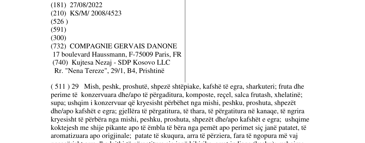 Zëri i markës DANONINO në buletin