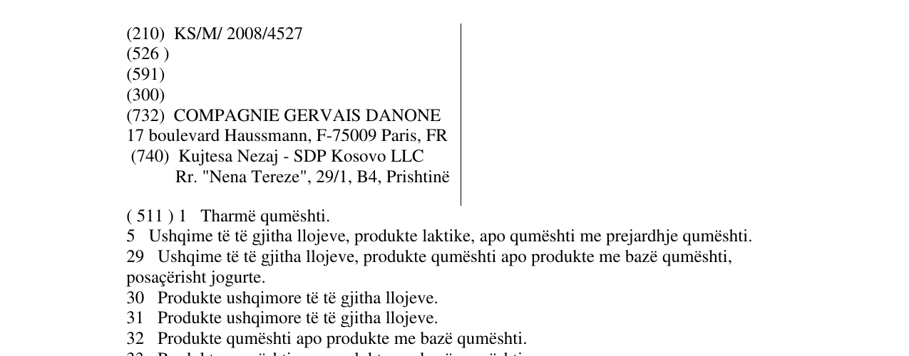 DANONE markasının bültendeki kaydı