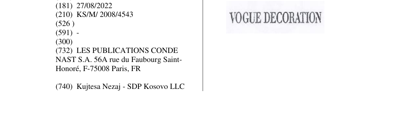 Zëri i markës VOGUE DECORATION në buletin