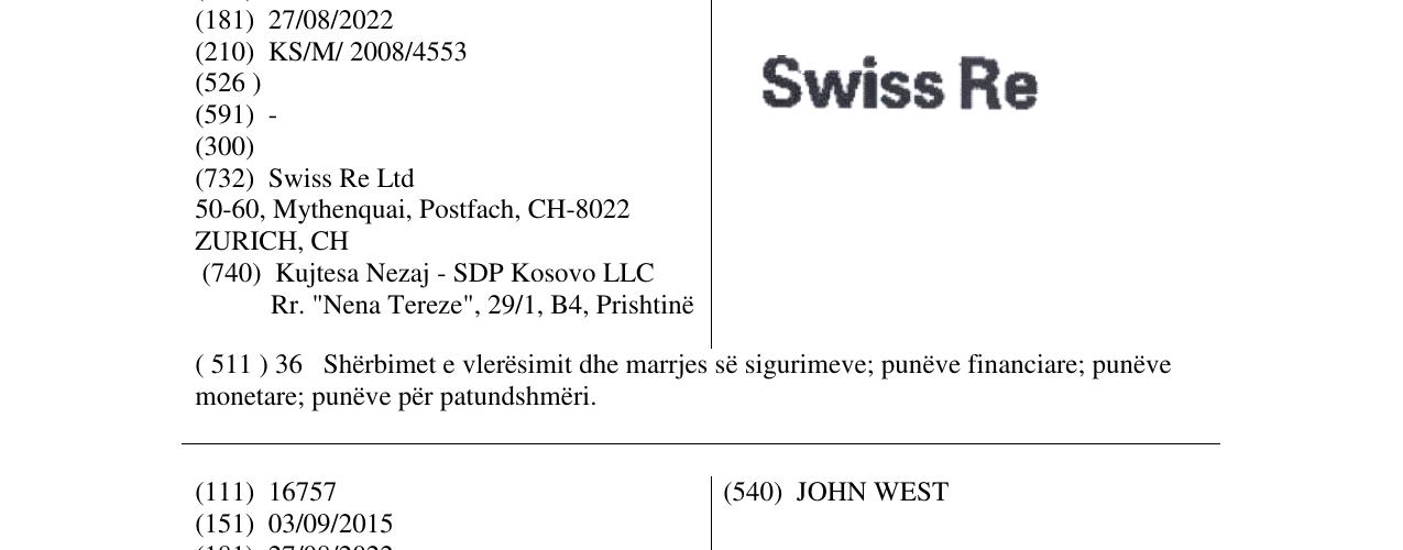 Zëri i markës Swiss Re në buletin