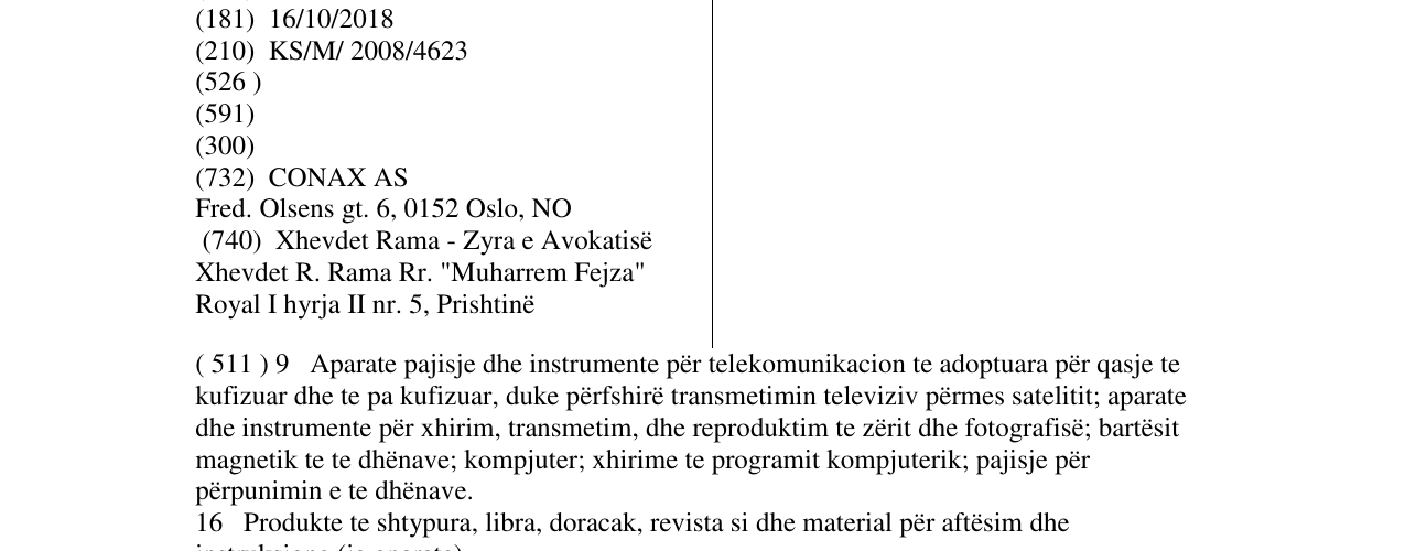 Zëri i markës CONAX në buletin