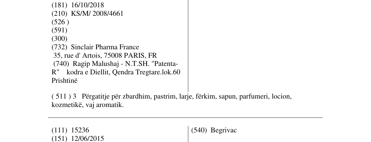 Zëri i markës DERMACIDE në buletin